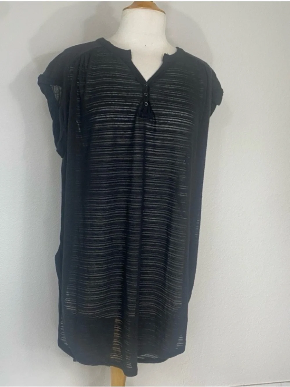 Free People Women's Black Oversize Muscle Tunic Size Large Casual Streetwear
